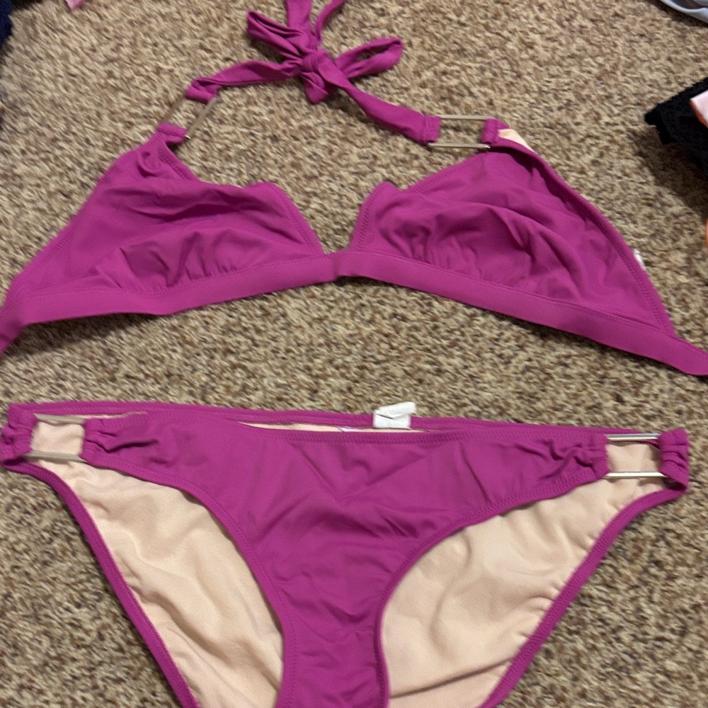 New York & Company Magenta Bikini Set